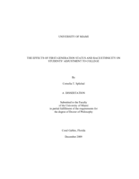 The Effects of First-Generation Status and Race/Ethnicity on Students' Adjustment to College