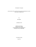 Developing Popular Music Programs in Higher Education: Exploring Possibilities