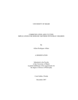 Communication and Culture: Implications for Hispanic Mothers with Deaf Children