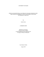 Effects of Institutional Factors on College Students’ Self- Disclosure of Disability Status and Their Utilization of Disability Services