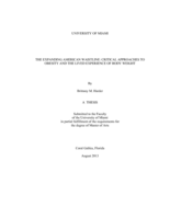 The Expanding American Waist-Line: Critical Approaches to Obesity and the Lived Experience of Body Weight