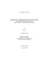 The Effects of a Chinese Music Curriculum on Cultural Attitudes, Tonal Discrimination, Singing Accuracy, and Acquisition of Chinese Lyrics for Third-, Fourth-, and Fifth-Grade Students.