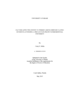 Factors Affecting Intent to Persist Among Hispanic/Latino Students Attending a Private Non-Profit Nonresidential University