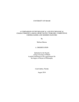 A Comparison of Physiological and Psychological Characteristics Among Sport Baton Twirlers, Competitive Cheerleaders, and Modern Dancers