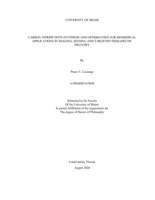 Carbon Nitride Dots Synthesis and Optimization for Biomedical Applications in Imaging, Sensing and Targeted Therapeutic Delivery