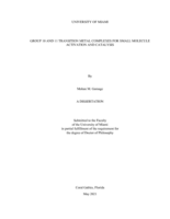 Group 10 and 11 Transition Metal Complexes for Small Molecule Activation and Catalysis