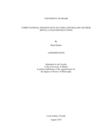 Computational Insights into Factors Controlling Diverse Metal-Catalyzed Reactions